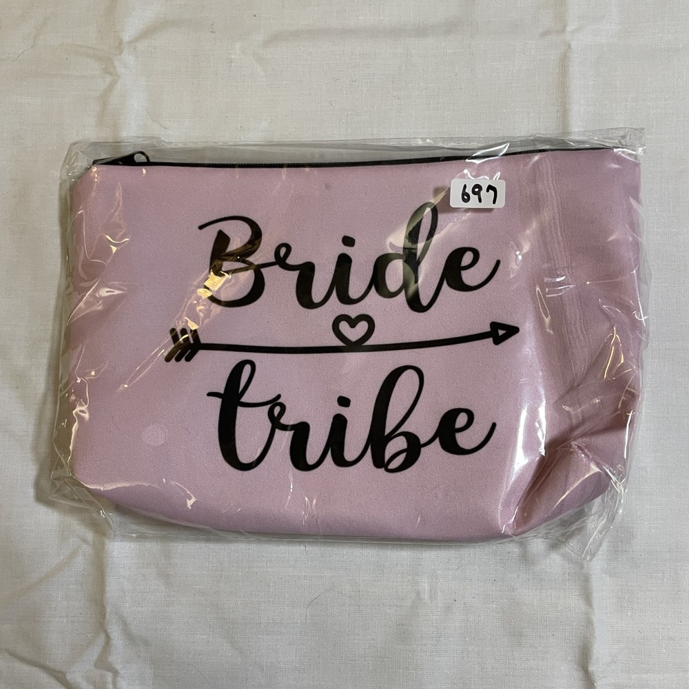 The Pouch Bride Tribe Makeup Bag Pink NWT Canvas Wedding‎ Multi-use